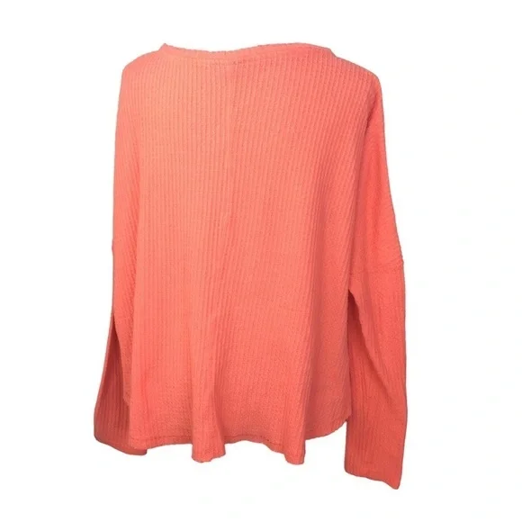 Urban Outfitters Orange Waffle Knit Jojo Thermal Long Sleeve Top Medium - Picture 4 of 9